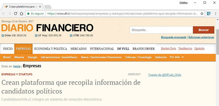 Candidatoschile.cl en El Diario Financiero